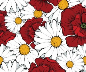 Beautiful flowers seamless pattern art vector 04