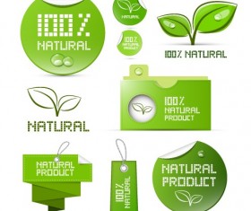 Creative natural product stickers and labels vector 01