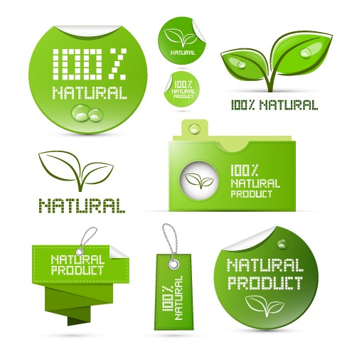 Creative natural product stickers and labels vector 01