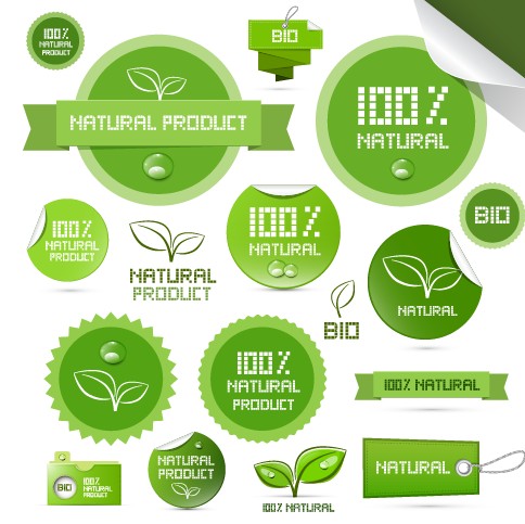 Creative natural product stickers and labels vector 02