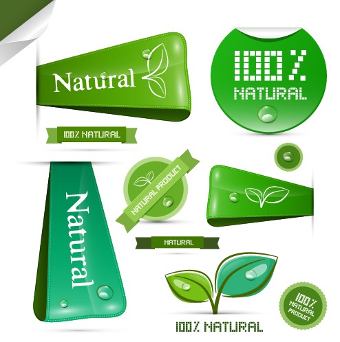 Creative natural product stickers and labels vector 03