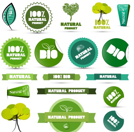 Creative natural product stickers and labels vector 04