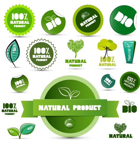 Creative natural product stickers and labels vector 05