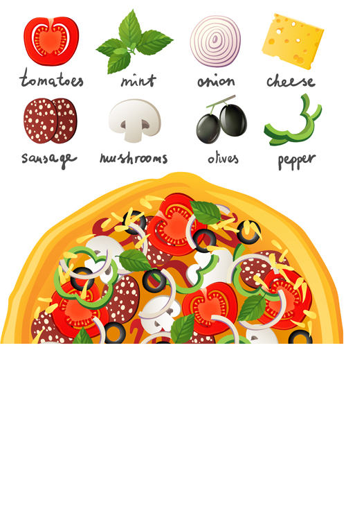 pizza elements vector graphics