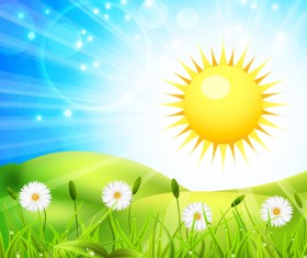 Vibrant spring elements vector background art 03