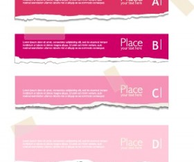 Torn paper colored banner vector set 01