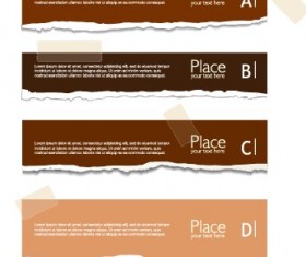Torn paper colored banner vector set 02