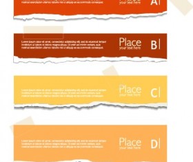 Torn paper colored banner vector set 03