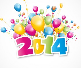 2014 with colored balloon background vector