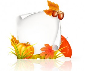 Autumn elements with blank paper background vector