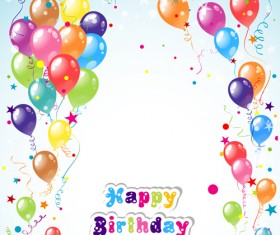 Balloon ribbon happy birthday background material 01