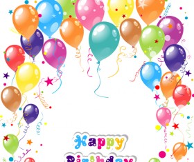 Balloon ribbon happy birthday background material 04
