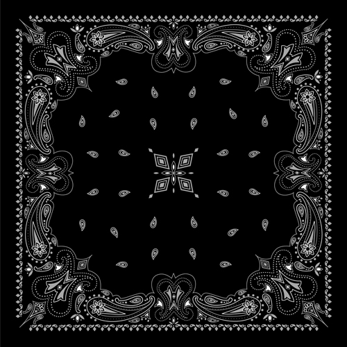 Black with white bandana patterns design vector 04 - Vector Pattern ...