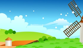 Beautiful cartoon landscapes vector set 02