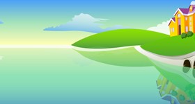 Beautiful cartoon landscapes vector set 03