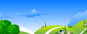 Beautiful cartoon landscapes vector set 04