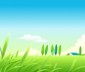 Beautiful cartoon landscapes vector set 06