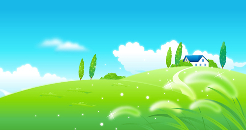 Beautiful cartoon landscapes vector set 08 free download
