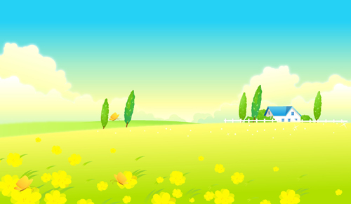 Beautiful cartoon landscapes vector set 09