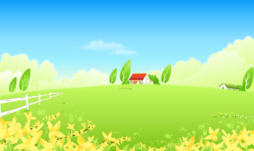 Beautiful cartoon landscapes vector set 12 free download