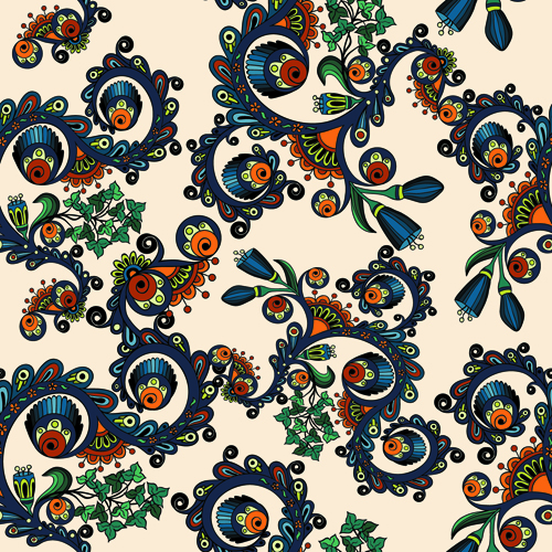 Beautiful ethnic style seamless patterns vector set 01