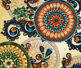 Beautiful ethnic style seamless patterns vector set 03