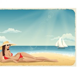 Beautiful girl travel background vector material 03