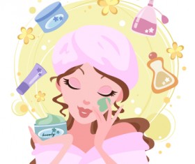 Beautiful girl with fashion elements vector 03