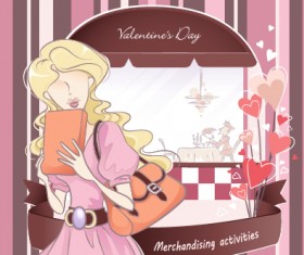 Beautiful girl with fashion elements vector 04