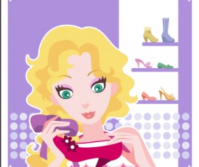 Beautiful girl with fashion elements vector 05