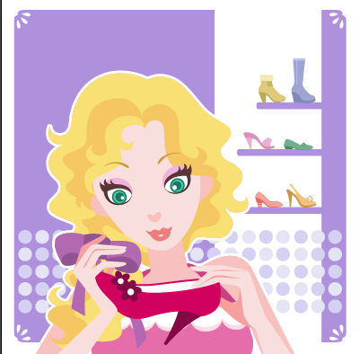 Beautiful girl with fashion elements vector 05