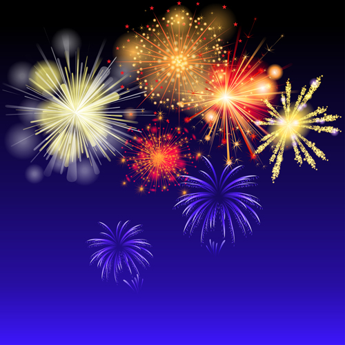 Beautiful holiday fireworks vector background 01