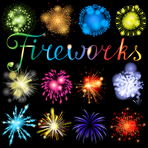 Beautiful holiday fireworks vector background 02