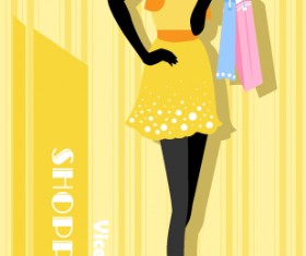 Beautiful shopping girl vector material 01