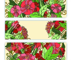 Beautiful sketch floral vector banners 01