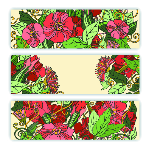 Beautiful sketch floral vector banners 01