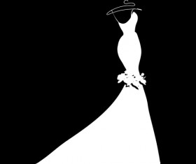 Beautiful wedding dress silhouette design vector 01