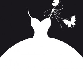 Beautiful wedding dress silhouette design vector 02