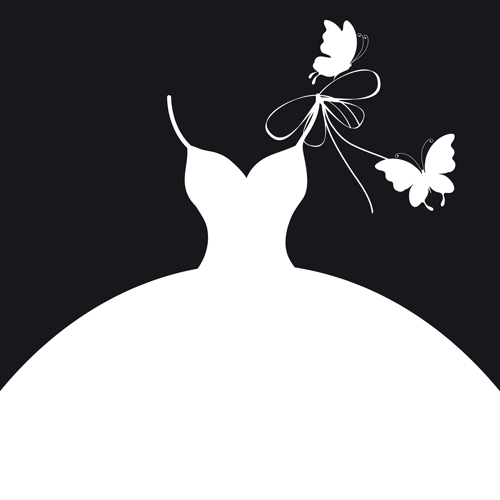 Beautiful wedding dress silhouette design vector 02