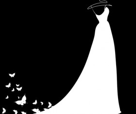 Beautiful wedding dress silhouette design vector 04