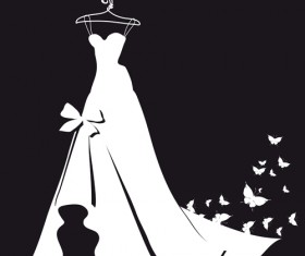 Beautiful wedding dress silhouette design vector 05