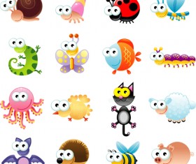 Big-eyed insects and animals vector