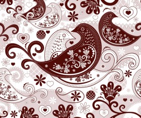 Birds and floral seamless pattern vector
