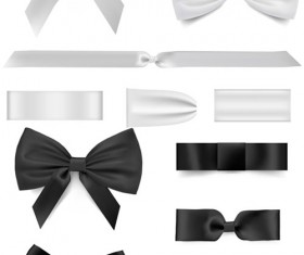 Black with white bow ribbon vector