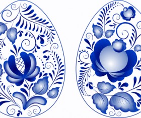 Blue flower easter eggs vector material