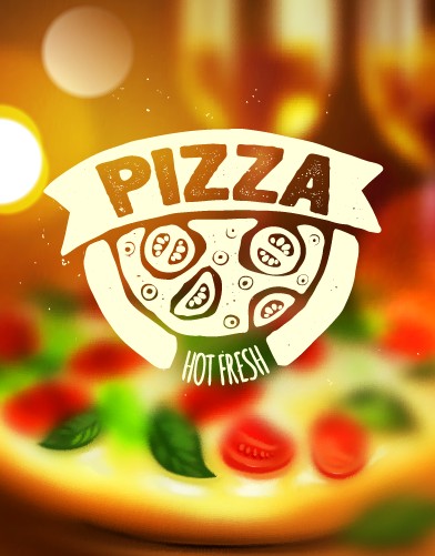 Blurred pizza background vector