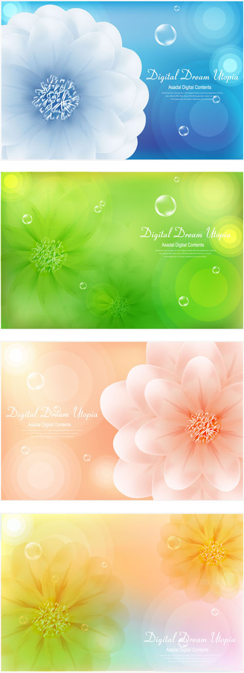 Brilliant flowers background material vector 01