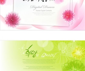 Brilliant flowers background material vector 02