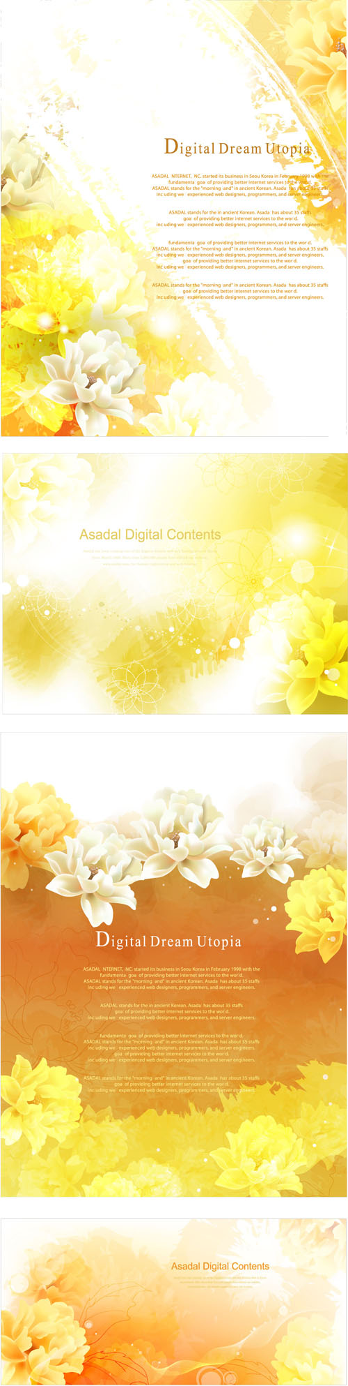 Brilliant flowers background material vector 03