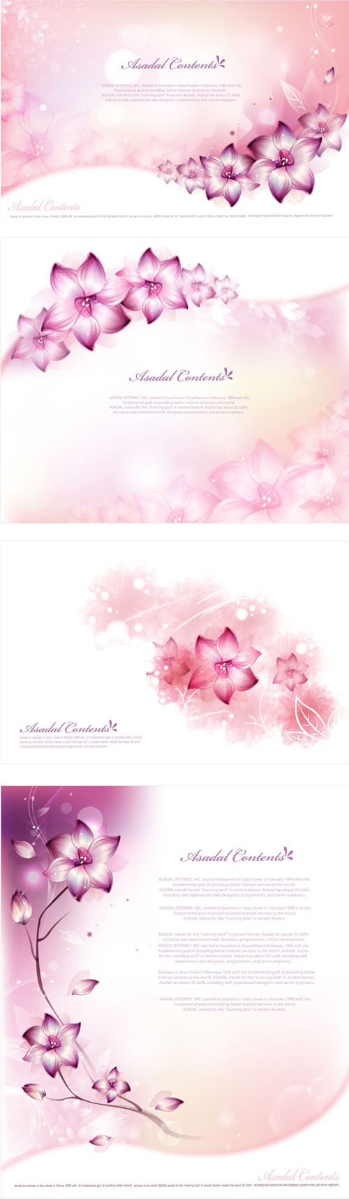 Brilliant flowers background material vector 04